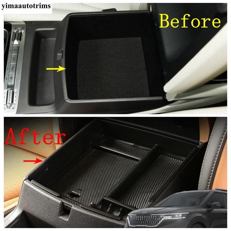 For Kia Carnival KA4 - 2024 Car Central Control Armrest Storage Box Container Pallet Phone Holder Tray Interior Accessories