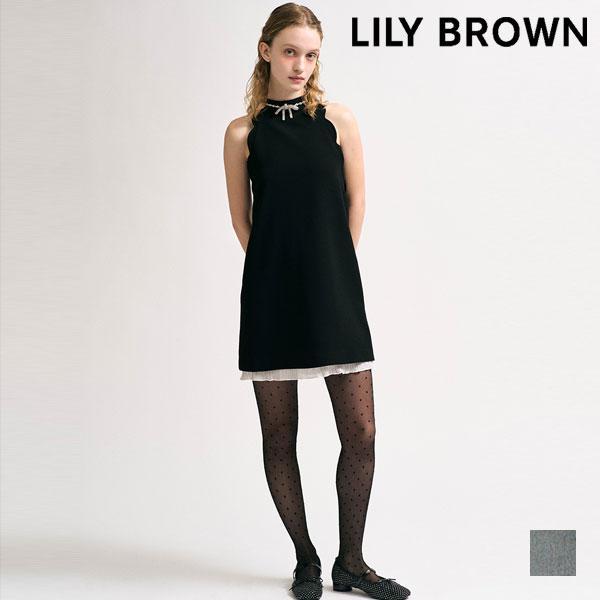 New item 10% OFF LILY BROWN Dress 26 Spring/Summer [L.B CANDY STOCK] Ribbon Bijou Scallop Mini Dress Mini Length Sleeveless lwfo261802