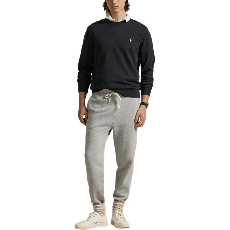Polo Ralph Lauren FW24 Solid Color Small Pony Embroidered Crew Neck Long Sleeve Sweatshirt Men Sweatshirt Black MNPOKNI16823979-001