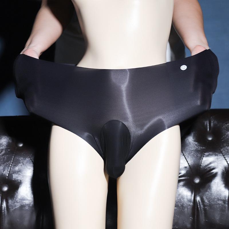 Ice Silk Seamless Briefs Men Sexy Transparent Underwear Open /Close Sleeve Underpants Smooth Silky Knickers Gay Sissy Panties