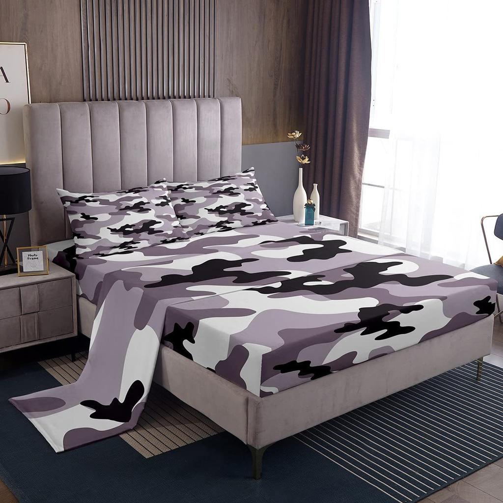 Camouflage Personalized Pattern Bed Hat Four-Piece Bedding Set Bedroom Dormitory Bedding Decoration