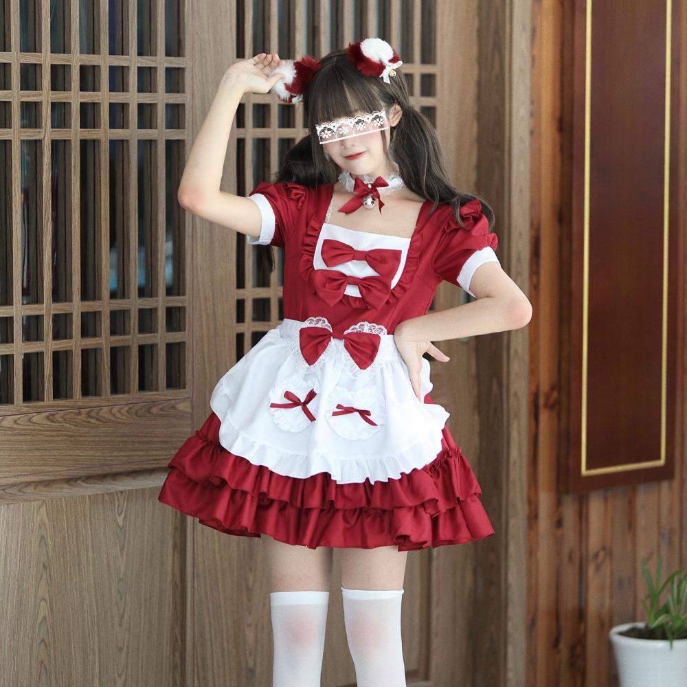Cosplay Soft Girl Maid Dress Pure Cute Pink Maid Uniform Suit Role Play Skirt