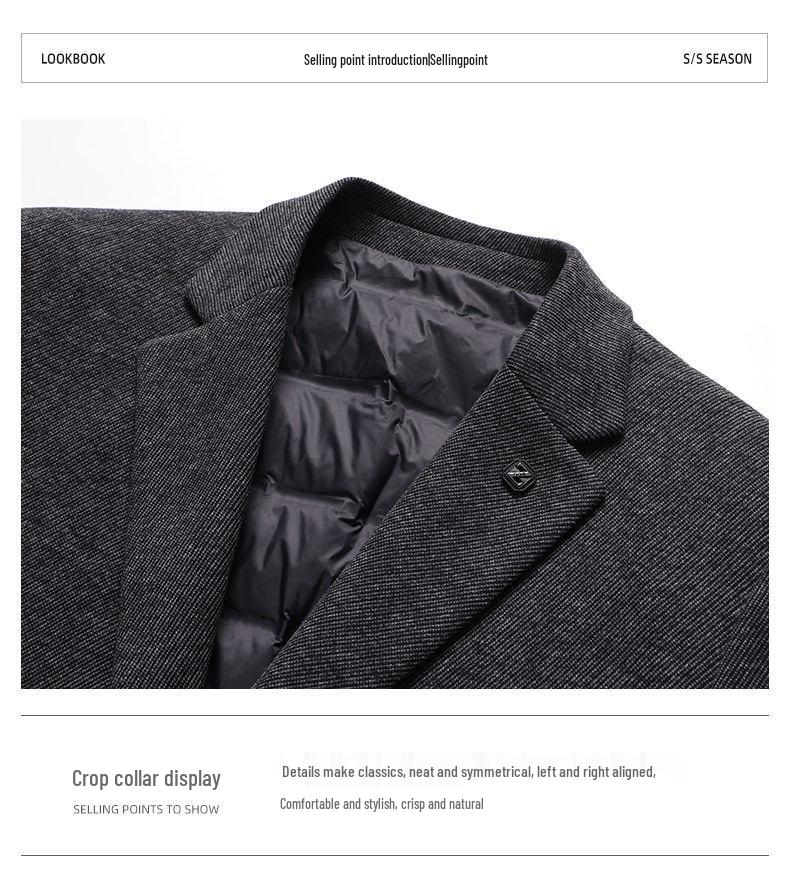 2025 Men's Wool Suit-Style Thick Down Jacket