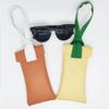 Tragbare PU-Leder Brillenaufbewahrungstasche Mit Armband Schutzbrillen Tasche Color-Block Kratzfester Brillenetui