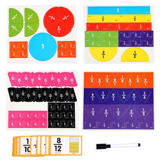 1 Set Fraction Learning Cards Percentage Decimal Fraction Tiles Circles Math Manipulatives Elementary Students