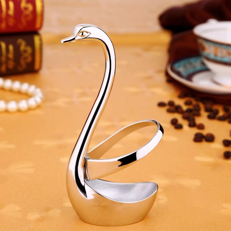 Korean Creative Thick 304 Stainless Steel Coffee Tea Long Handle Spoon Swan Cutlery Set
