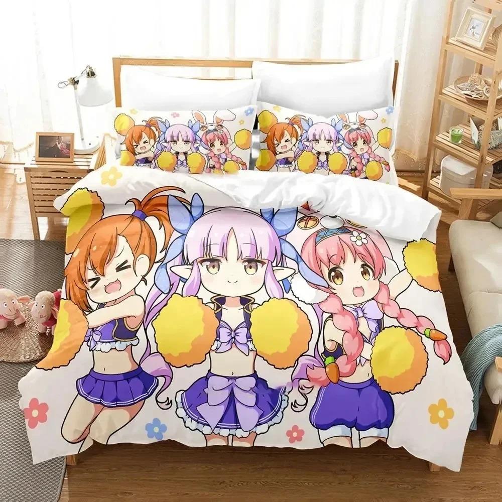 Kawaii Anime Princess Connect! Re Dive Bedding Set Boys Girls Twin Queen Size Duvet Cover Pillowcase Bed Kids Adult Home Textile