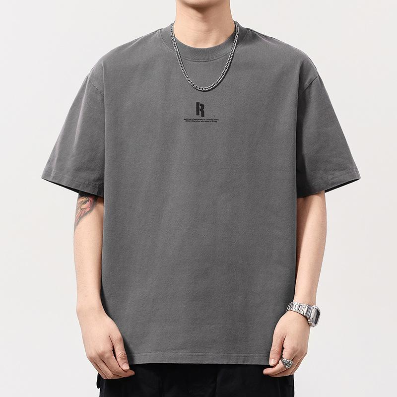 High Street Letter Print Short Sleeve T-shirt for Men and Women Retro Niche Half Sleeve T-shirt