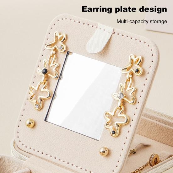 Jewelry Box Large Capacity Removable Partition Faux Leather Portable Flannel Interior Earrings Necklace Rings Organization Case Jewelry Organizer
