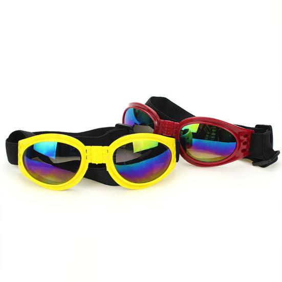 Dog Polarized Sunglasses Small Breed UV Protection Windproof Sun Glasses Pet Goggles Adjustable Folding Eye Wear with Elastic Band for Outdoor