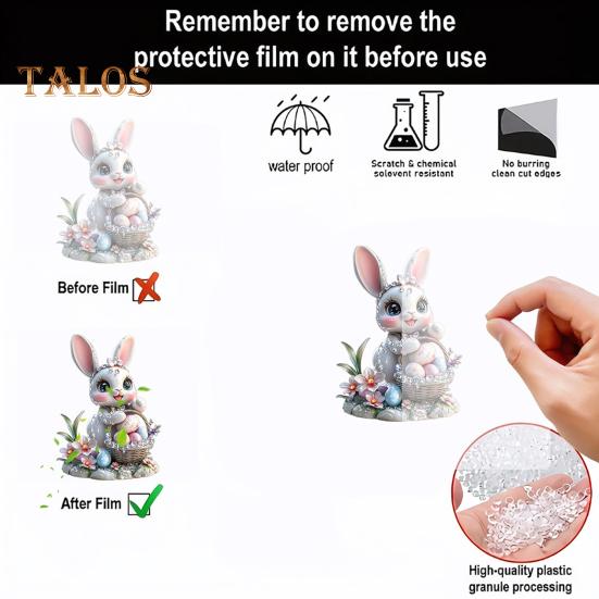 1/3Pcs Easter Cartoon Bunny Hanging Decorations with Lanyard Easy To Hang 2D Acrylic Ornaments Rearview Mirror Pendants