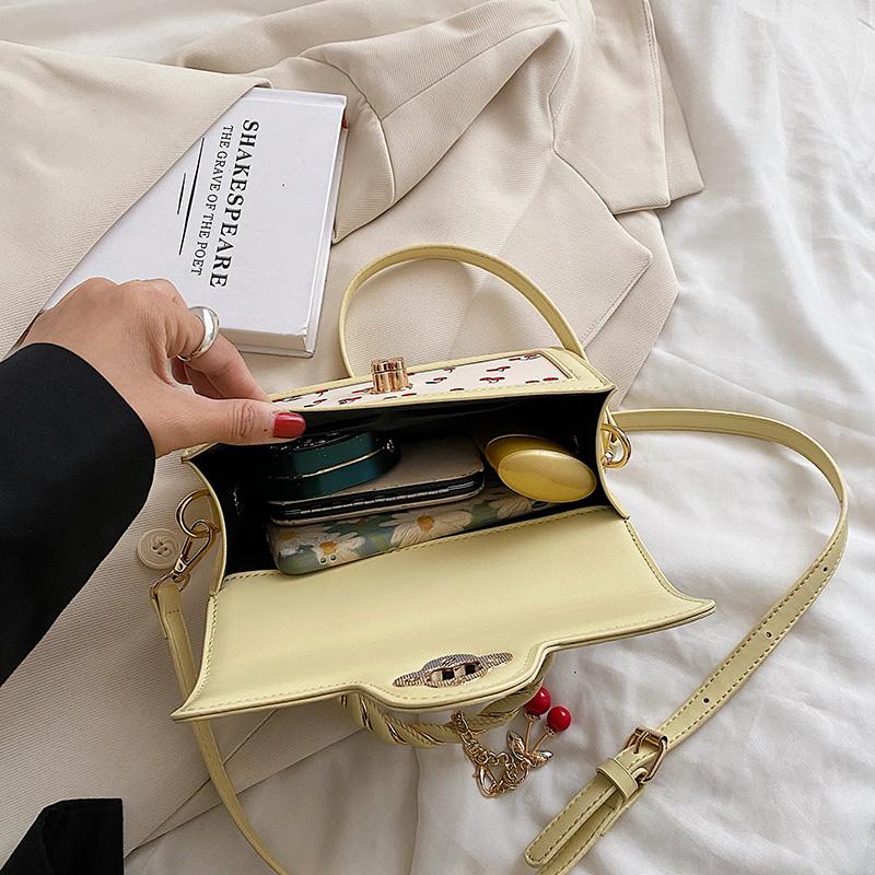 Borsa a Mano Casual alla Moda da Donna PU Decorazione a Fantasia di Ciliegie Mini Borsa a Spalla da Donna Borsa a Tracolla per Pendolarismo Shopping Uscite