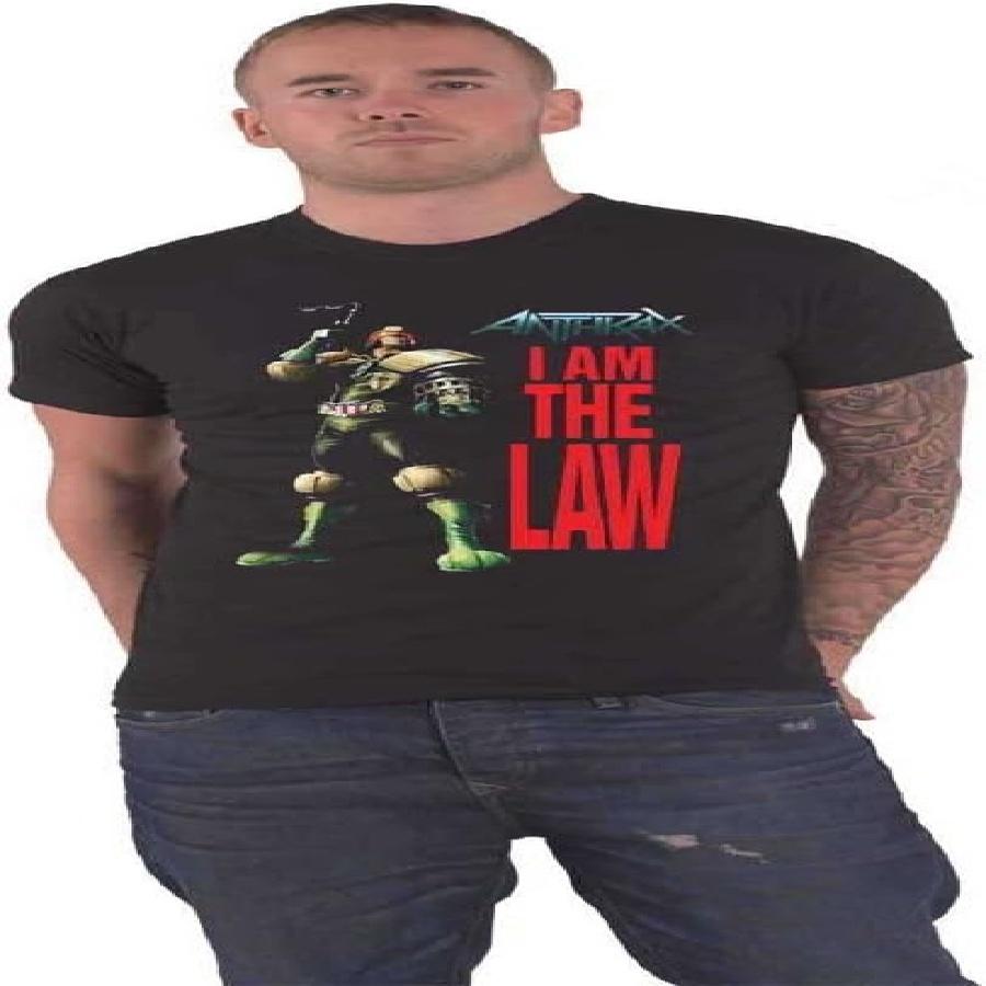 Anthrax T Shirt I Am The Law Pose Band Logo Official Mens Black Size L S