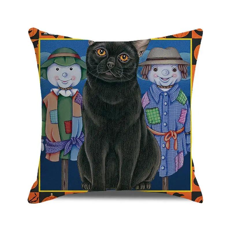 Halloween Holiday Party Decorations Pumpkin Cat Ghost Face Pillowcase Suitable for Home Living Room Sofa Room Decoration