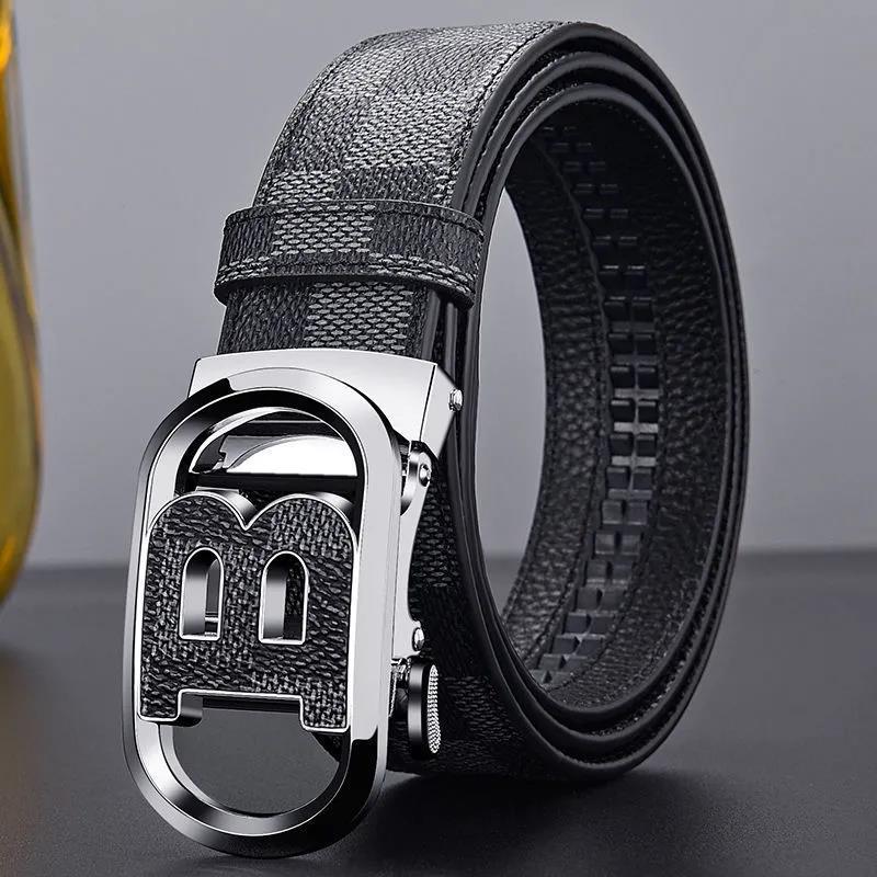 Men's Genuine Leather Automatic Buckle Belt - Korean Style, Trendy, High-grade, Fashionable Waistband for Middle-aged and Young