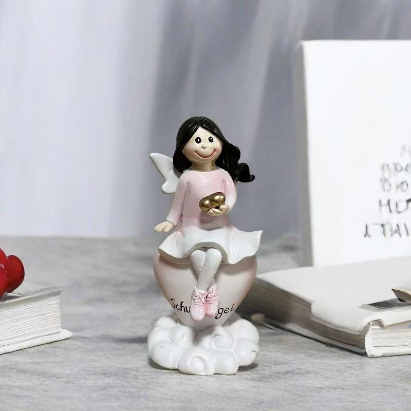 Guardian Angel Resin Statue, Friendship Figurine for Living Room Shelf, Trending Gift for Sister Bestie