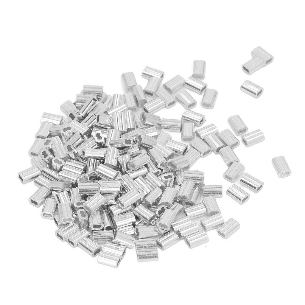 400pcs Fishing Line Connector Sleeves Double Hole Fixation Aluminum Crimping Loop Sleeve for Beauty Salon