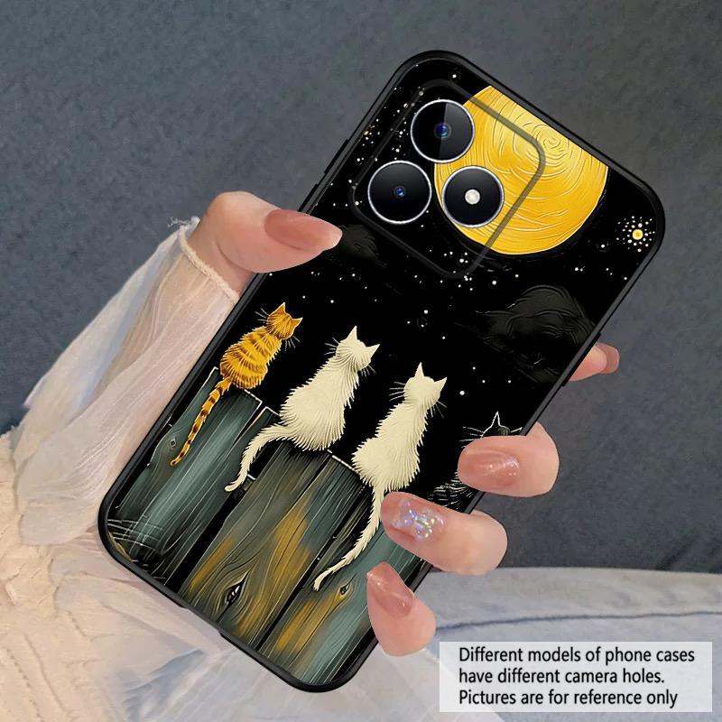Фоновий кіт Для Oppo Realme 11 12 12X 14 Pro Plus 8 C55 C63 65 67 75 51 53 GT 2 7 Neo 3 5 SE 7 50 силіконовий м'який чохол для телефону