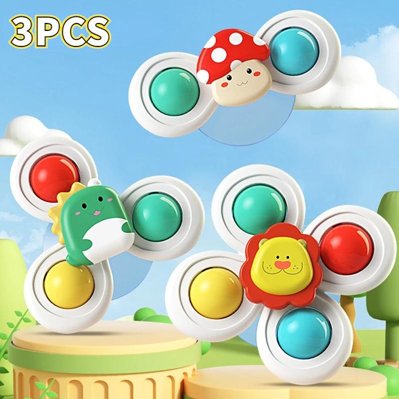 

3Pcs Suction Cup Spinner Plaything Baby Bath Playful Game Educational Toys For Kids Girls Young Boys Infant Sensory Stress Gift
