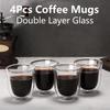 4 Stück Glas Espresso Kaffeetassen Doppelwandig Isoliert Tassen Trinkgläser für Tee, Kaffee, Latte, Café, Milch, Klares Trinkgeschirr Tasse