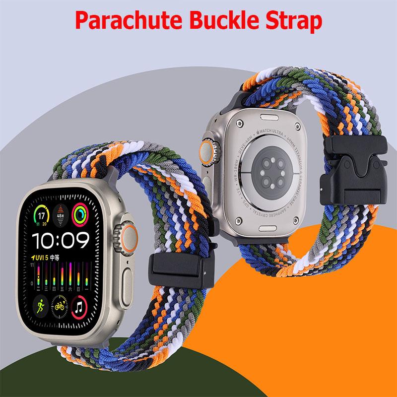 Parachute Strap For Apple Watch Ultra 3 2 Band 49mm 46mm 42mm 45mm 41mm 44mm Braided Nylon Bracelet iWatch 11 10 9 8 7 6 SE Belt