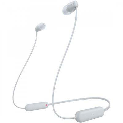 Sony Fones de ouvido sem fio WI-C100: Compatível com Bluetooth25 horas de resistênciaIPX4À prova de respingosDSEE equipado Branco WI-C100 WZ Pequeno