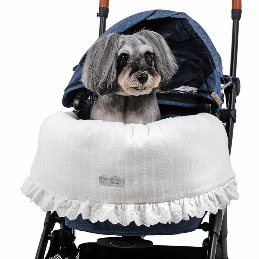 

Pet Paradise Dog Pet Cart Summer Cool Touch Cart Cushion Pattern Toile de Jouy White