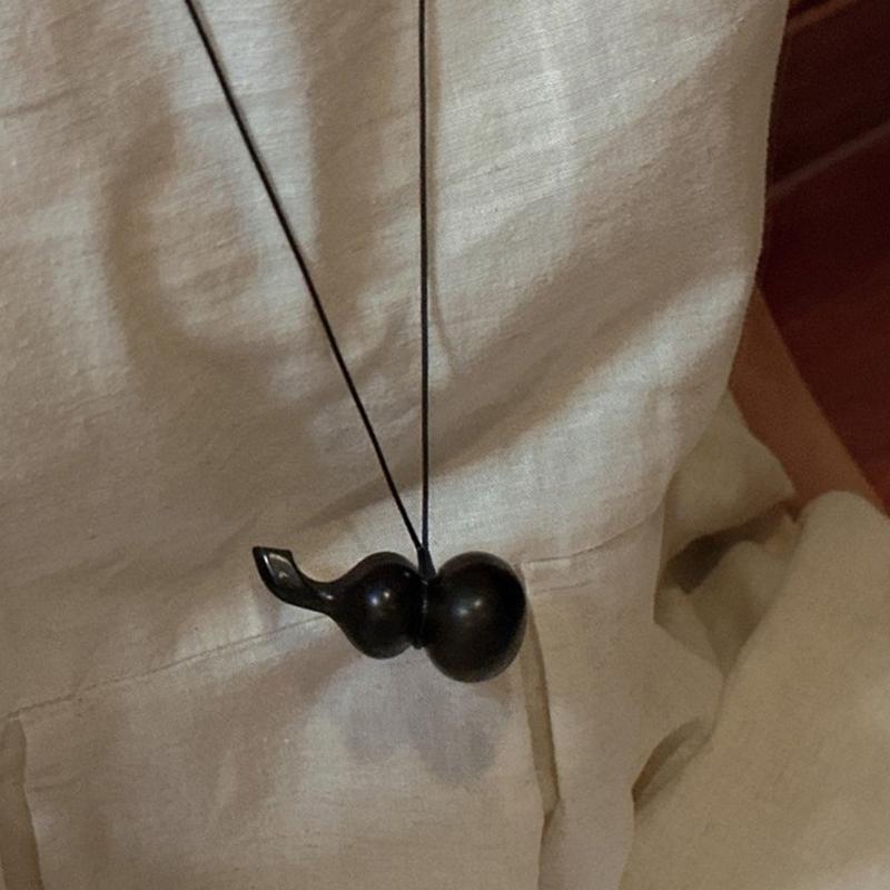 Artistic Wood Gourd Sweater Chain Necklace Cultural Style Wood Gourd Pendant Necklace Neck Chain Jewelry for Casual Wear