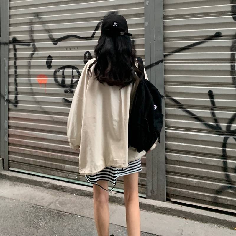 Women Solid Drawstrings Harajuku Leisure Streetwear Chic Zipper Outwear Jackets