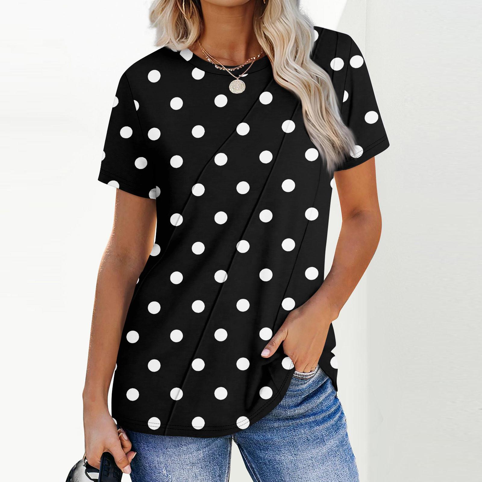 

Женская мода повседневная с коротким рукавом однотонные топы плиссированная модная одежда футболка L чёрный