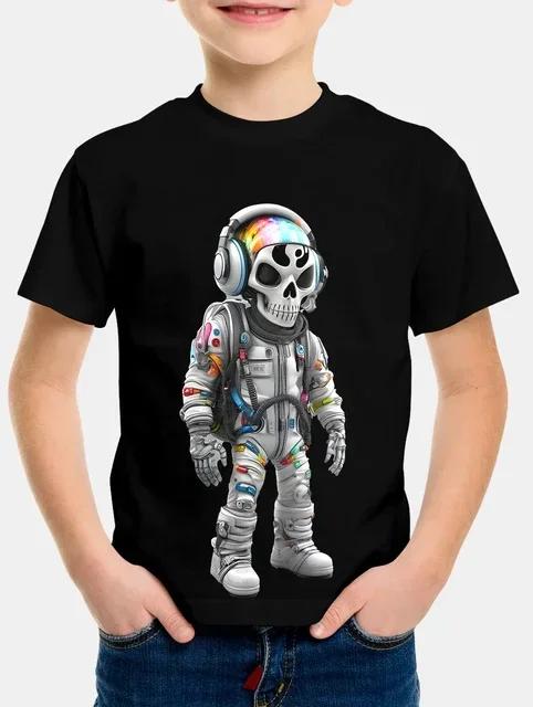 2024 Summer Boys T Shirts Cartoon Universe Astronaut Planets Children's Clothing Fashion T Shirts Baby Boys Tops Tees Clothes