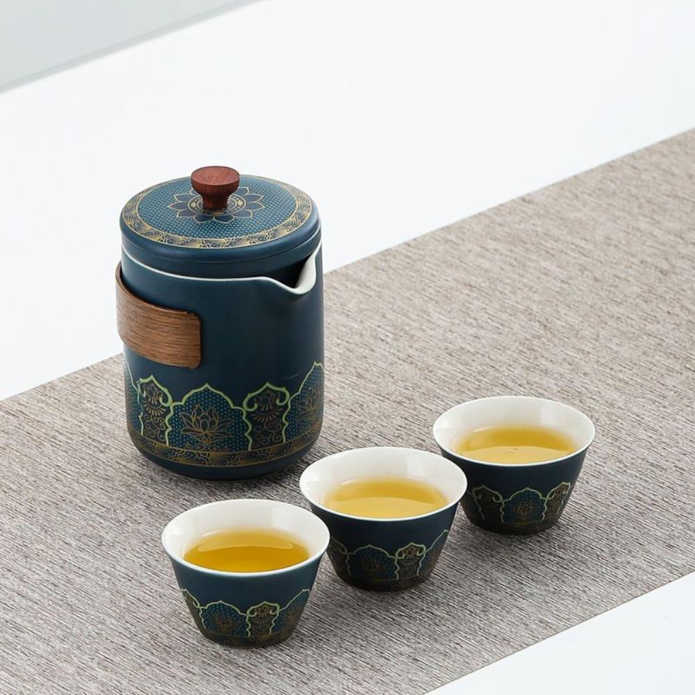 Ceramic Travel Tea Set with Proctive Box Porcelain Teaware Tea Ceremony Kungfu Tea Set  Camping