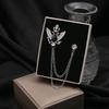 British Style Cross Brooch Personalized Court Style Music Note Men'S Accessories Double Chain Brooch