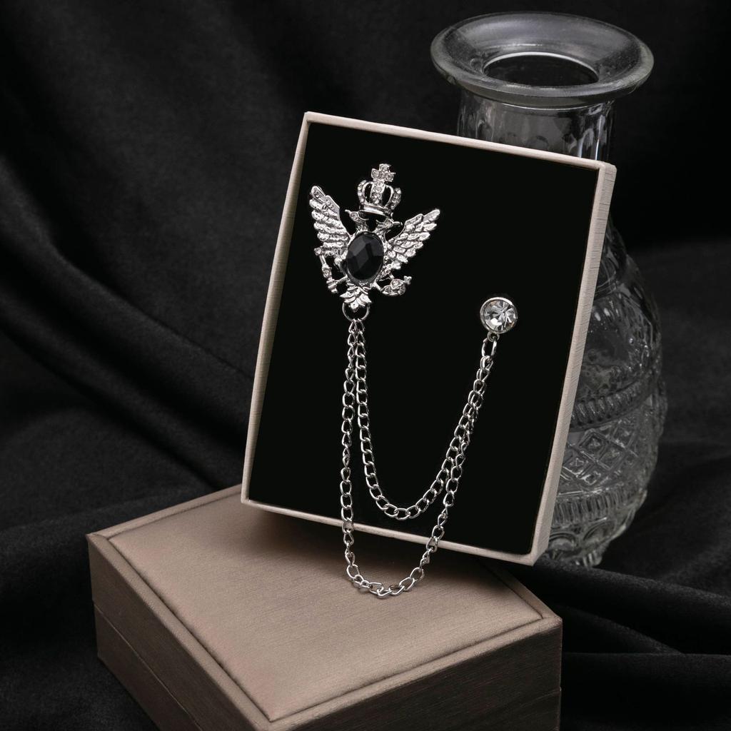 British Style Cross Brooch Personalized Court Style Music Note Men'S Accessories Double Chain Brooch