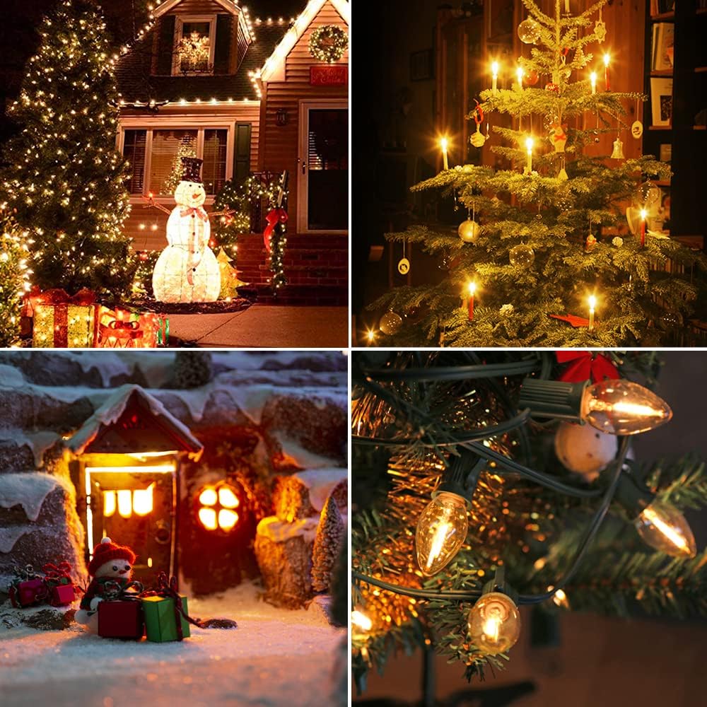 KLY LED Night Light Bulbs, C7 Shatterproof Replacement Led Bulb for String Light, E12 Base Salt Lamp Bulbs, 0.6W Equivalent To 7W, Warm White 2200K,