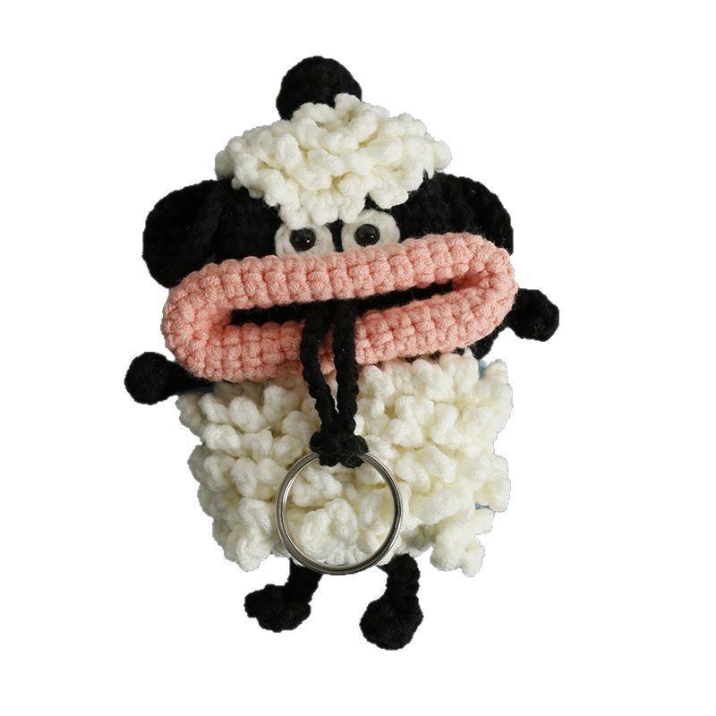 Lustige Wurstmundpuppen-Serie Häkeltasche Schlüsselanhänger für Autoschlüssel Halter Handgefertigte Stricktasche Kreative Geschenke Großhandel