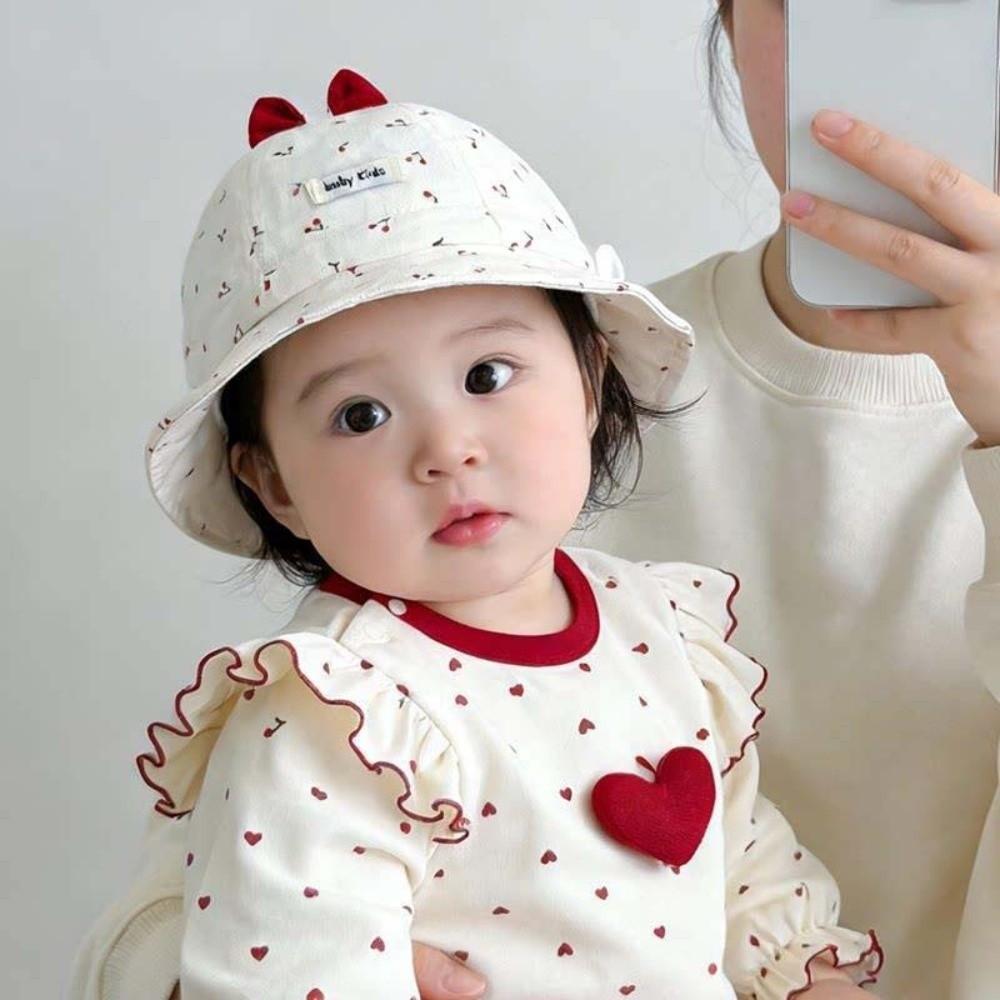 Breathable Children Fisherman Hat Cartoon Ear Windproof Rope Kids Sunshade Bucket Cap Printed Comfortable Folding Baby Sun Hat