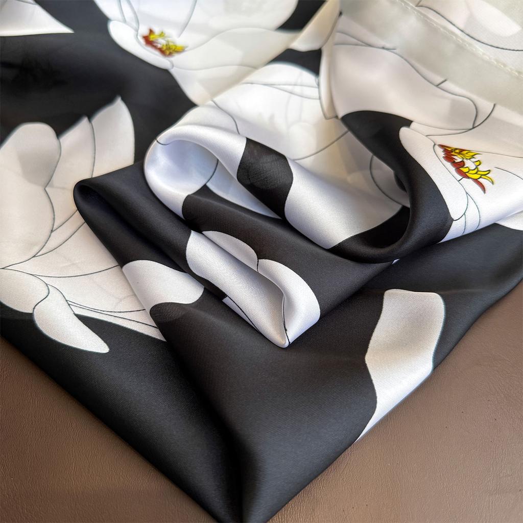 90*90cm Square Scarf Luxury Floral Print Silk Scarfs Women Neck Scarves Foulard Headscarf Summer Shawls Hijab Bandana Head Scarf