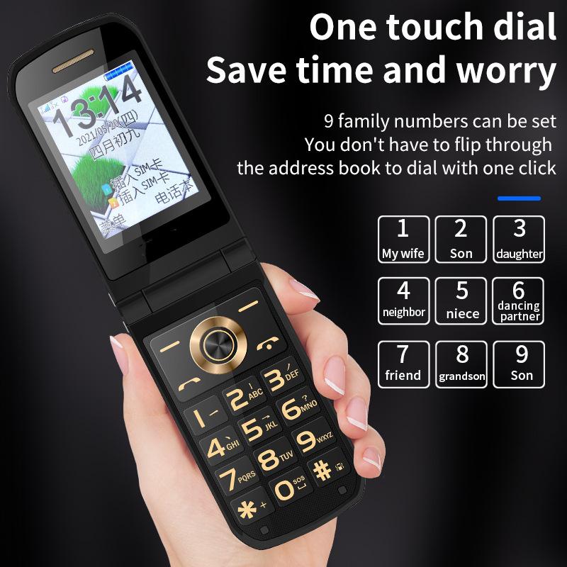 Vyklápěcí telefon Full Netcom 2G s duálním displejem pro seniory