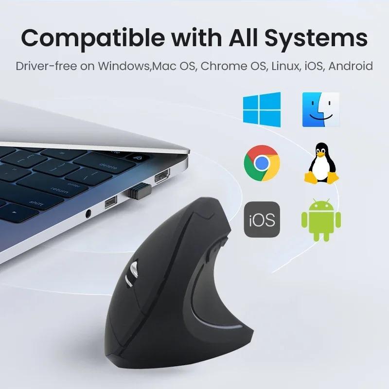 2.4G Vertikální Bezdrátová Bluetooth 5.0 Myš Ergonomická Dobíjecí Myš RGB 1600 DPI Tichá Myš pro PC Laptop Stolní počítač