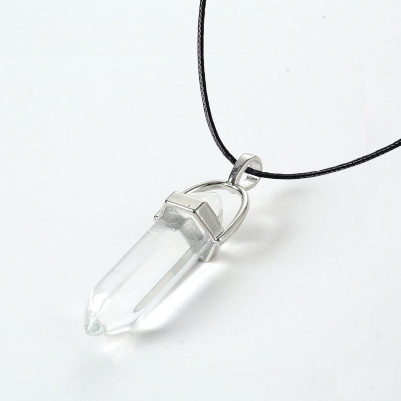 2025 Hexagonal Column Quartz Necklaces Turquoises Pink Crystal Pendent Necklace For Women Chain Natural Stone Choker Jewelry