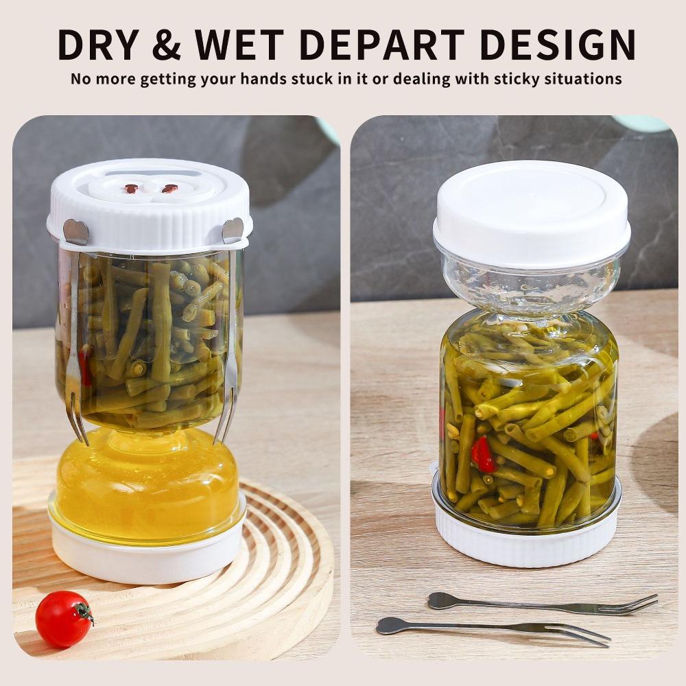 Timeglass Shape Pickle Olive Container Lekksikker grønnsaksdehydrator Syltet agurk