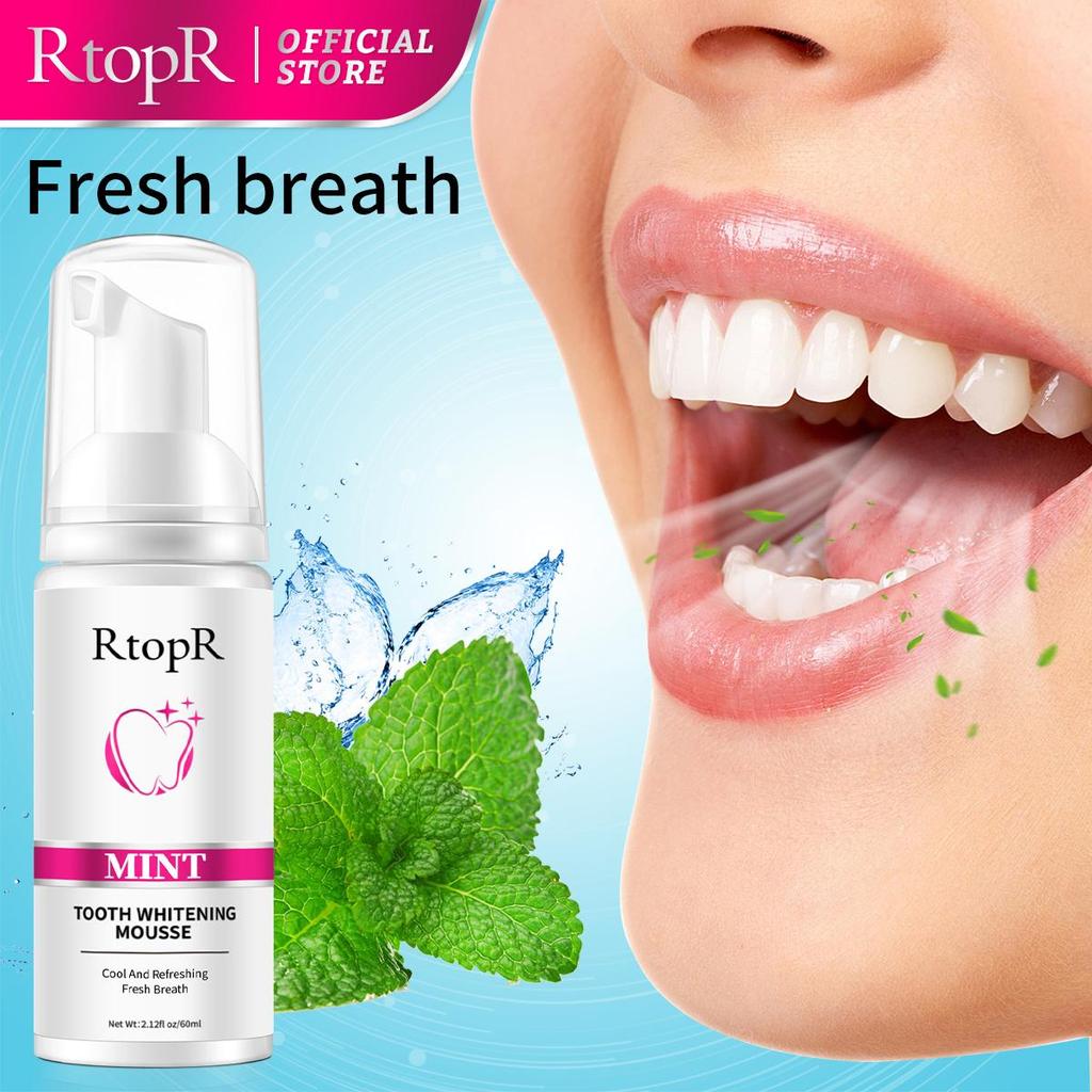 RtopR Mousse de blanchiment des dents, nettoyage des dents, taches, haleine fraîche, santé bucco-dentaire