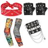 80s Rocker Costumes Set, Heavy Metal Rock Costumes Halloween Costume Accessories Inflatable Guitar Bracelet Rings