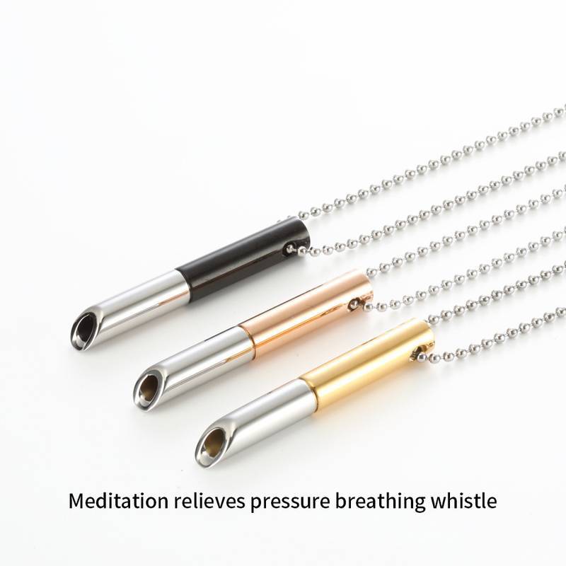 Meditation Breathing Stress-relieving Whistle Anxiety Stainless Steel Pendant Necklace