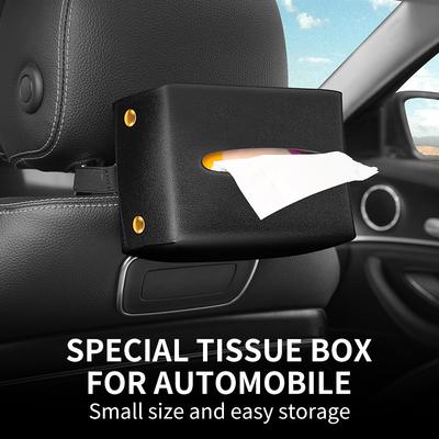 Car Tissue Box Hanging Sun Visor Chair Back Armrest Box Car Drawing Box Hanging Creative Leather Car Interior Supplies