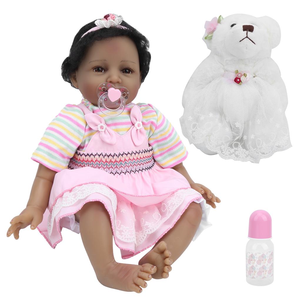 55cm Baby Reborn Puppe Weiche Lächelnde Baby Mädchen Puppe Spielzeug Kinder Spielzeug Geschenk mit Nippel Baby Flasche