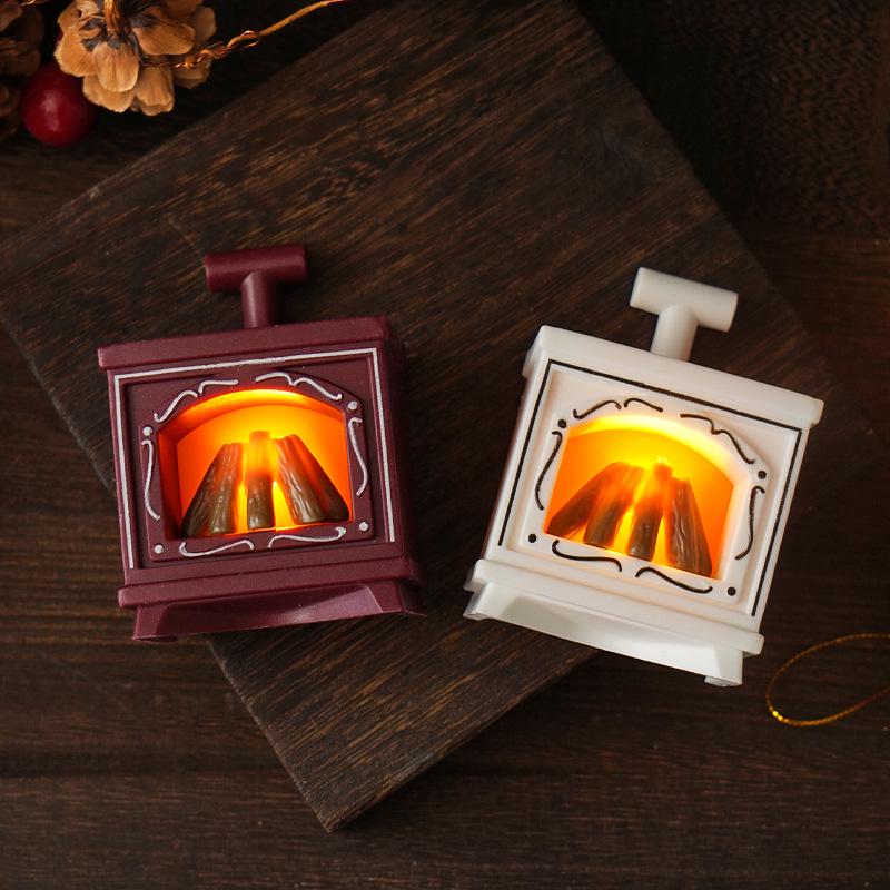 Creative LED Mini Fireplace Simulation Lamp - Retro Christmas Ornament and Electronic Candle Decor