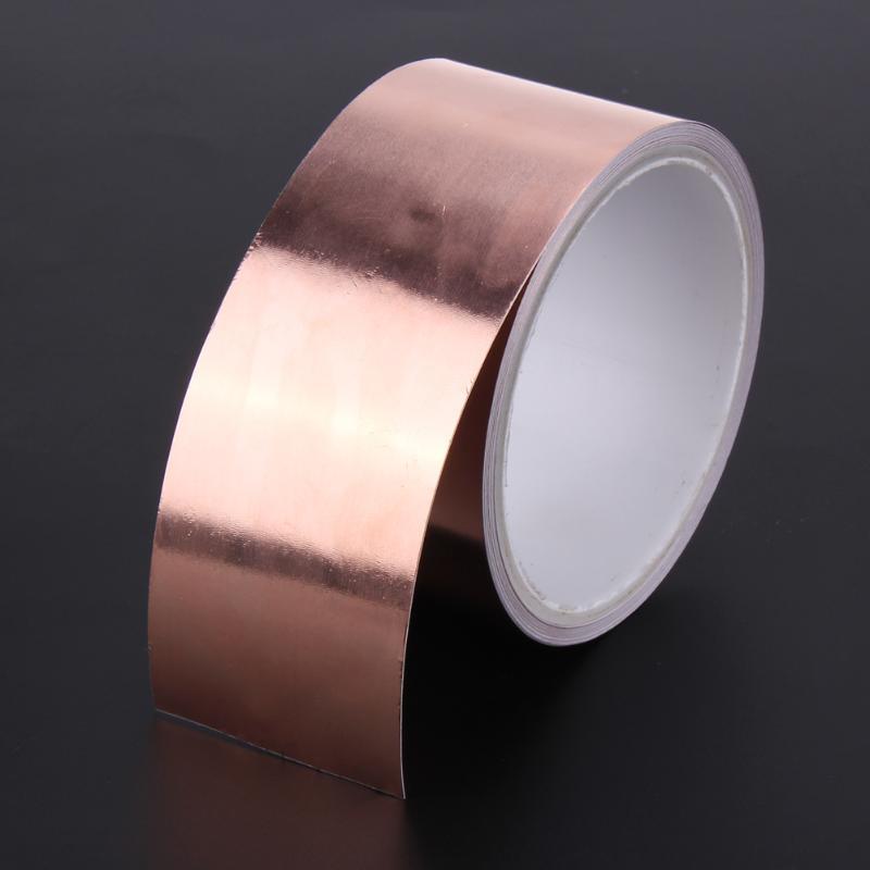 50mm X 5.5m Double Conductive Adhesive EMI Shielding Copper Foil Tape for Slug Repellent EMI Shielding Stained Glass Copper Tape