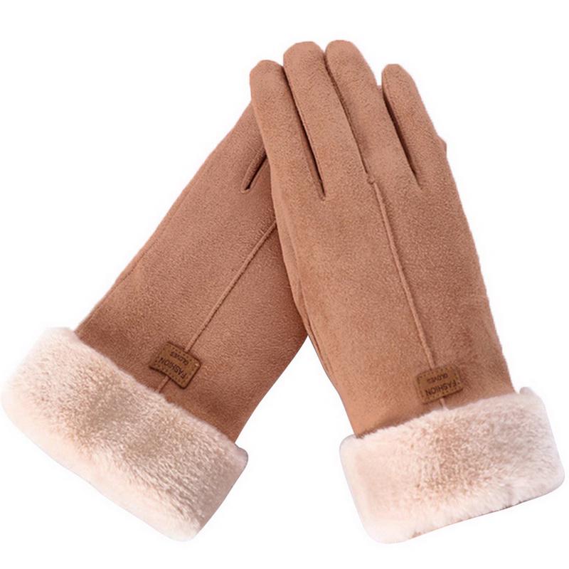 New Fashion Women Gloves Autumn Winter Cute Furry Warm Mitts Full Finger Mittens Women Outdoor Sport Female Gloves Screen